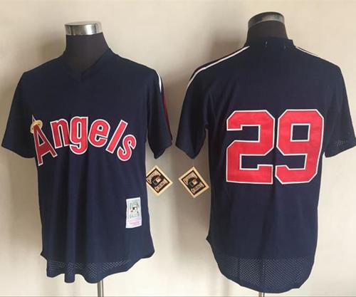 Mitchell And Ness 1984 Angels of Anaheim #29 Rod Carew Navy Blue Throwback Stitched MLB Jersey